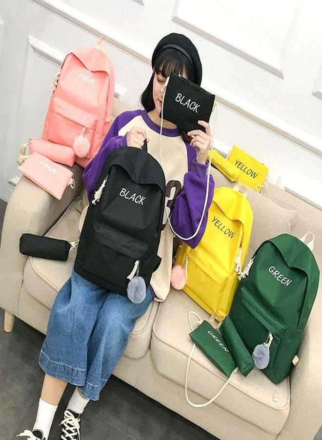 junelux Value Set 3-Piece-Set Shoulder Bag | Pencil Bag Backpack | Junior High School Students School Bag | Candy Color Backpack (Black) - Image 5